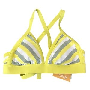 NWT Kona Sol Yellow Stripe Bikini Top Size X (14W)